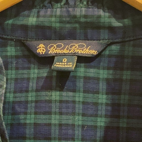 Brooks Brothers Black Watch Plaid Button Down with Ruffled Collar - Picture 2 of 4